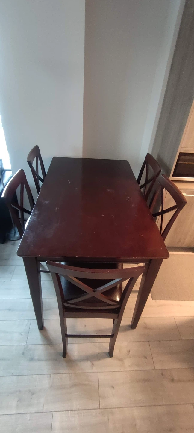 Dark Wood Counter Height Dining Set - 4 Chairs - photo 3