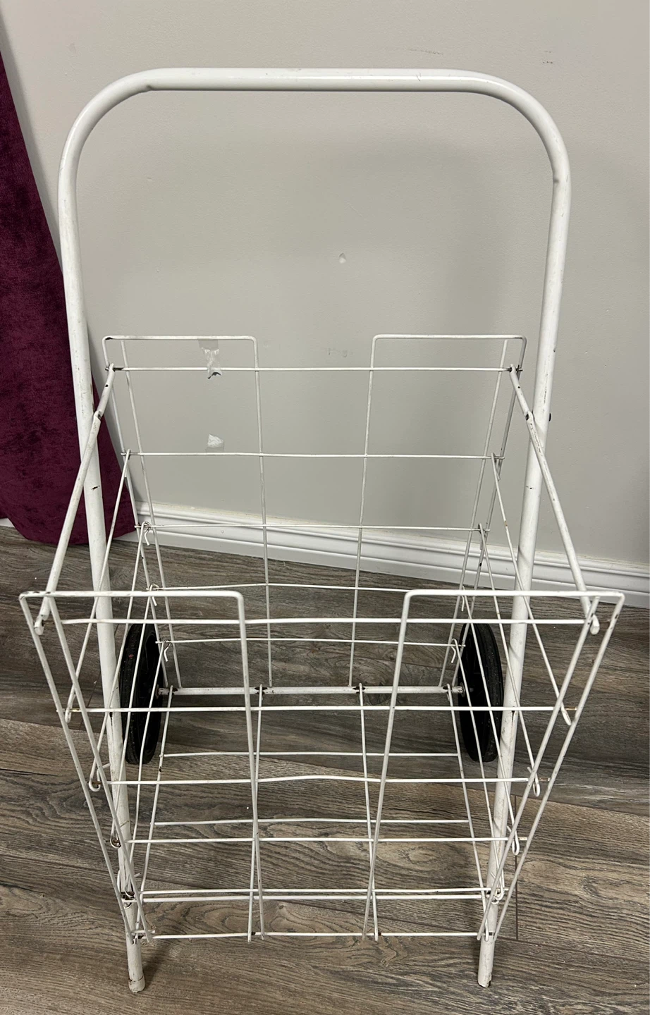 White Metal Shopping Cart with Wheels - photo 2