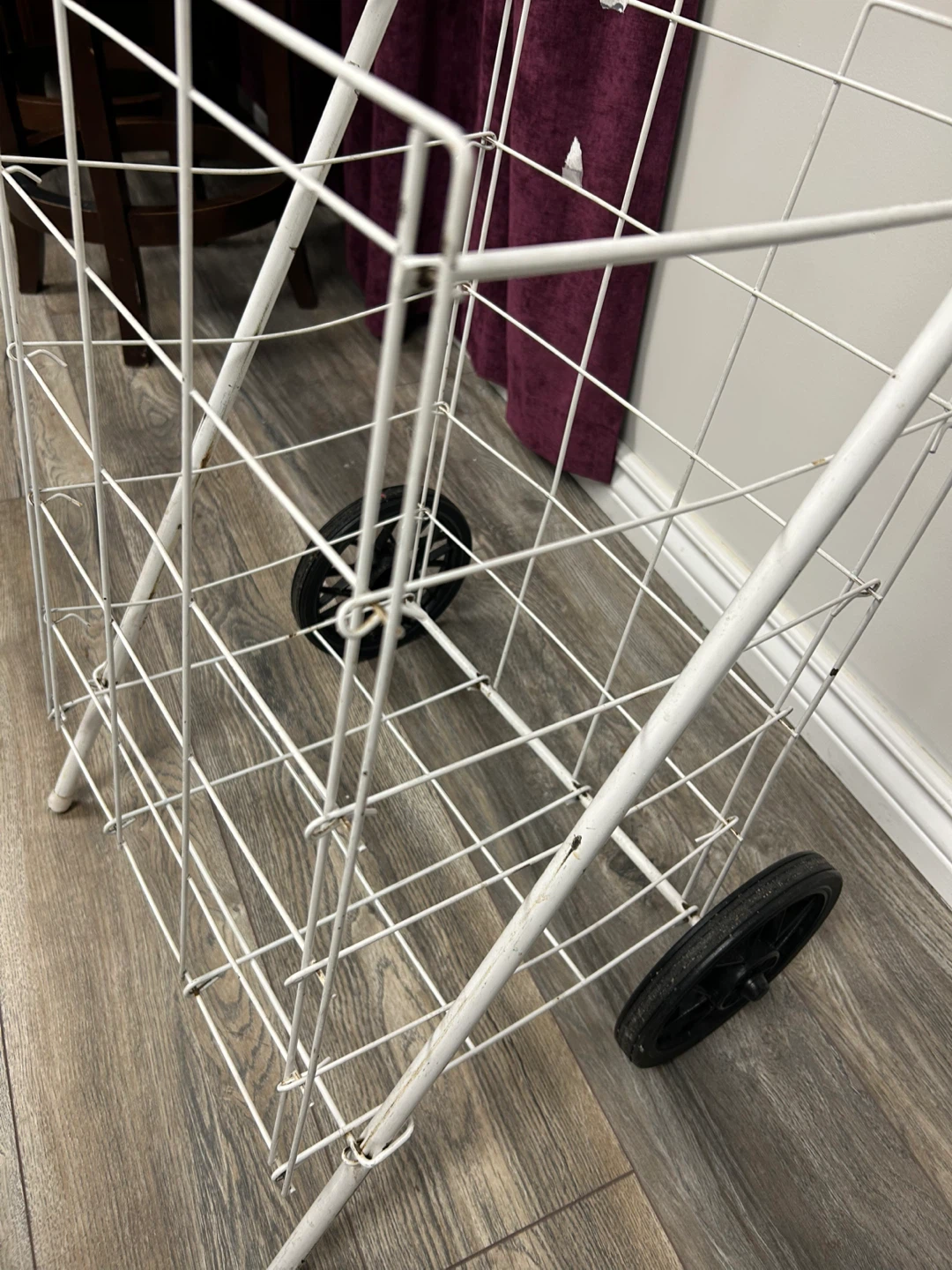 White Metal Shopping Cart with Wheels - photo 3
