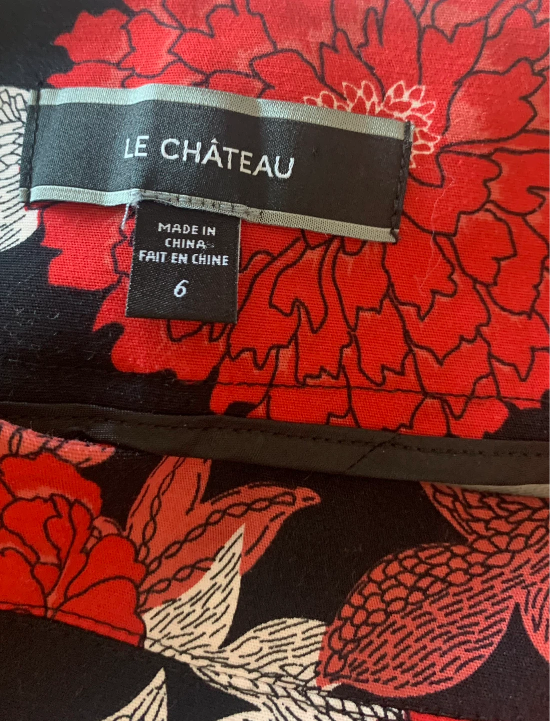 LE CHÂTEAU Women's Black Floral Pants Size 6 - photo 2