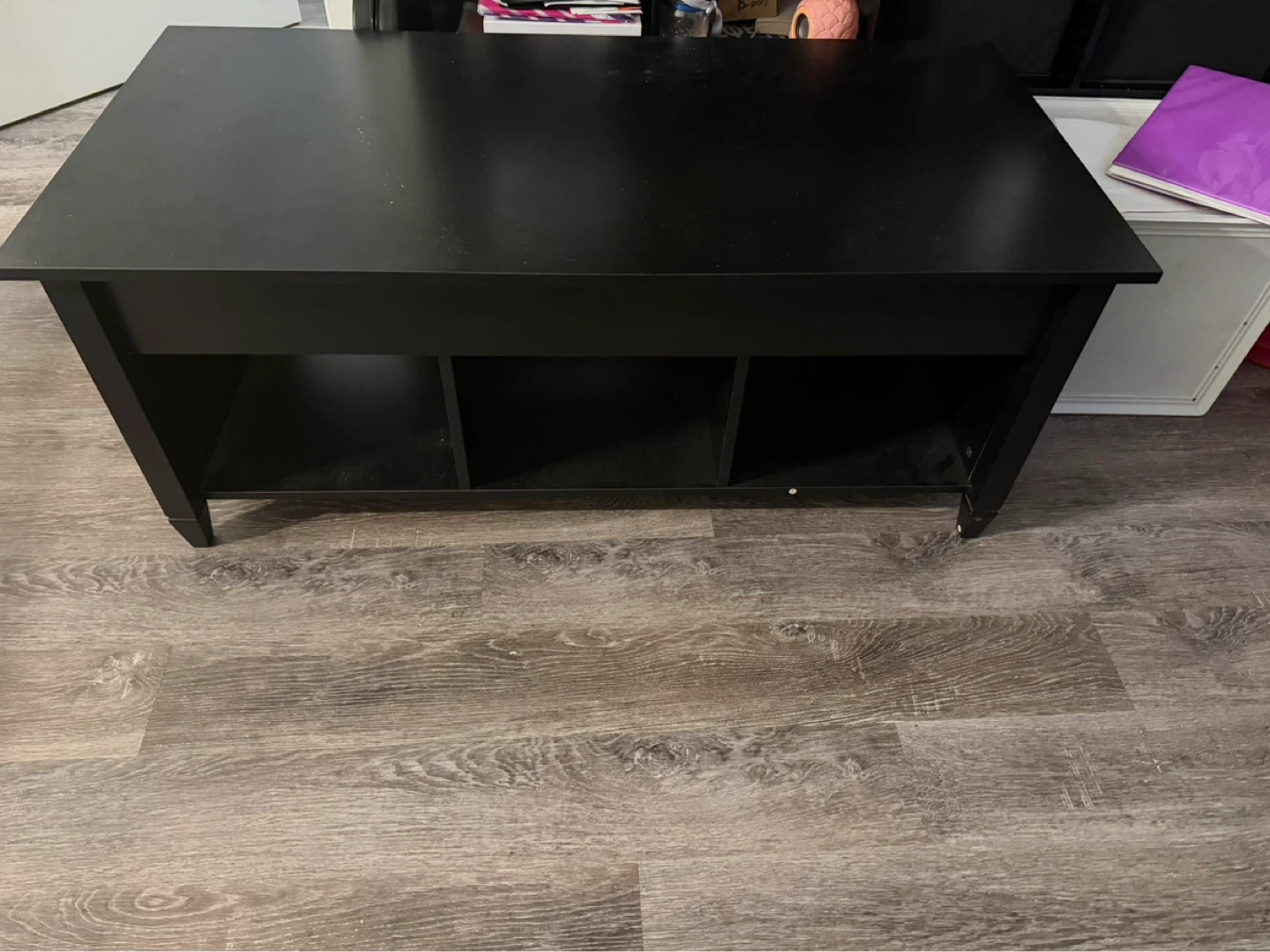 Black Lift Top Coffee Table with Storage - photo 2