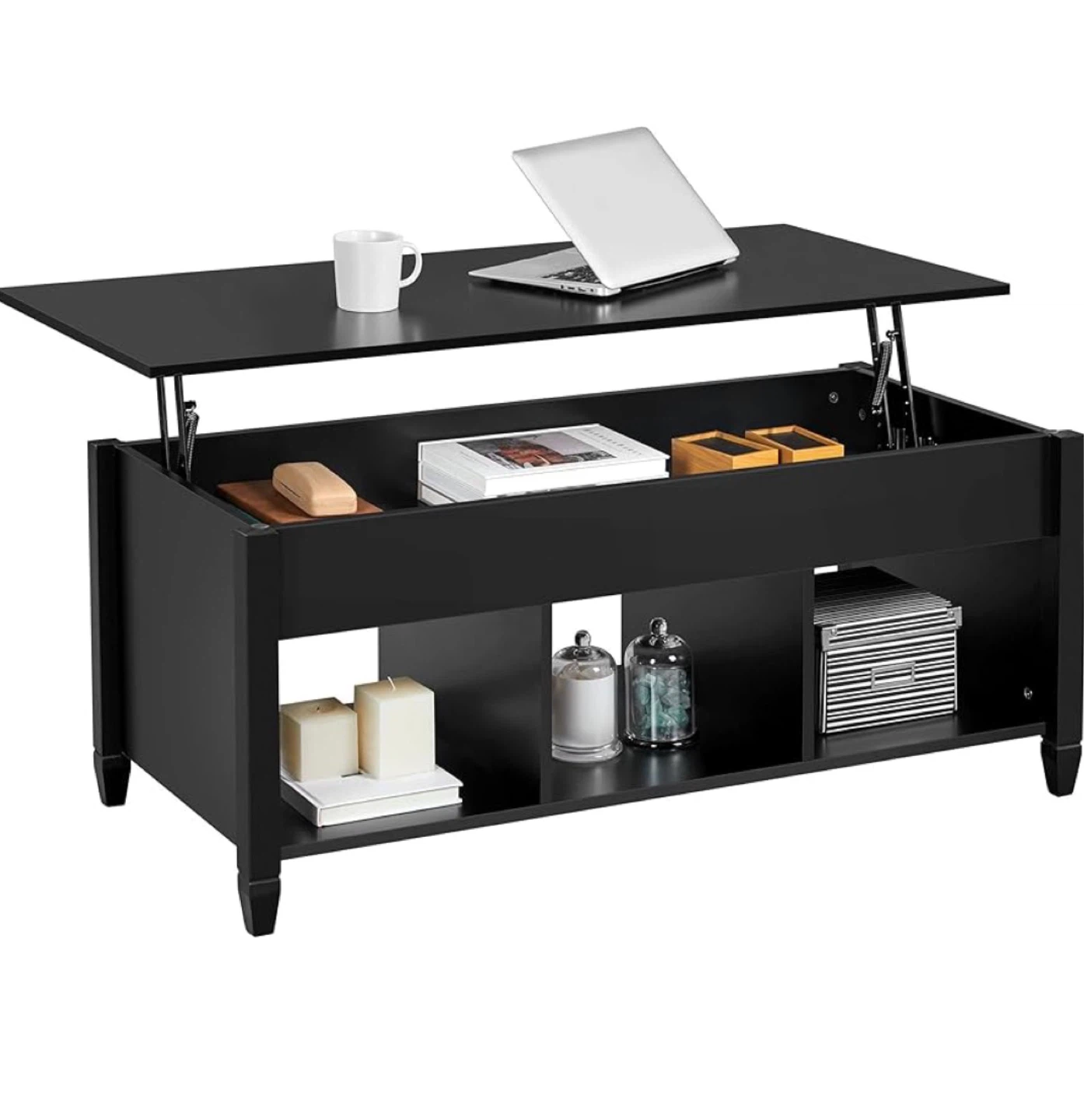 Black Lift Top Coffee Table with Storage - photo 5