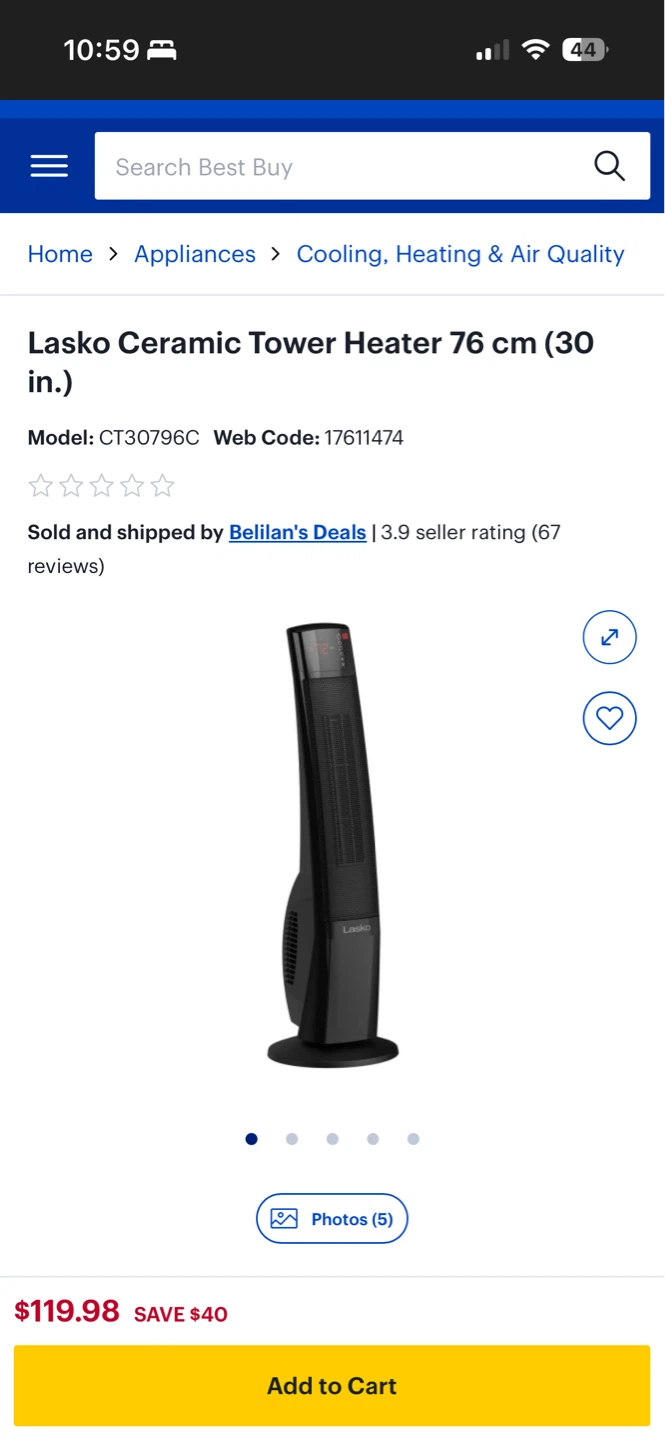 Lasko Digital Ceramic Tower Heater with Extended Heat Zone - photo 3