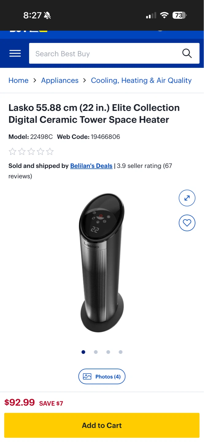 Lasko Digital Ceramic Tower Heater - photo 3