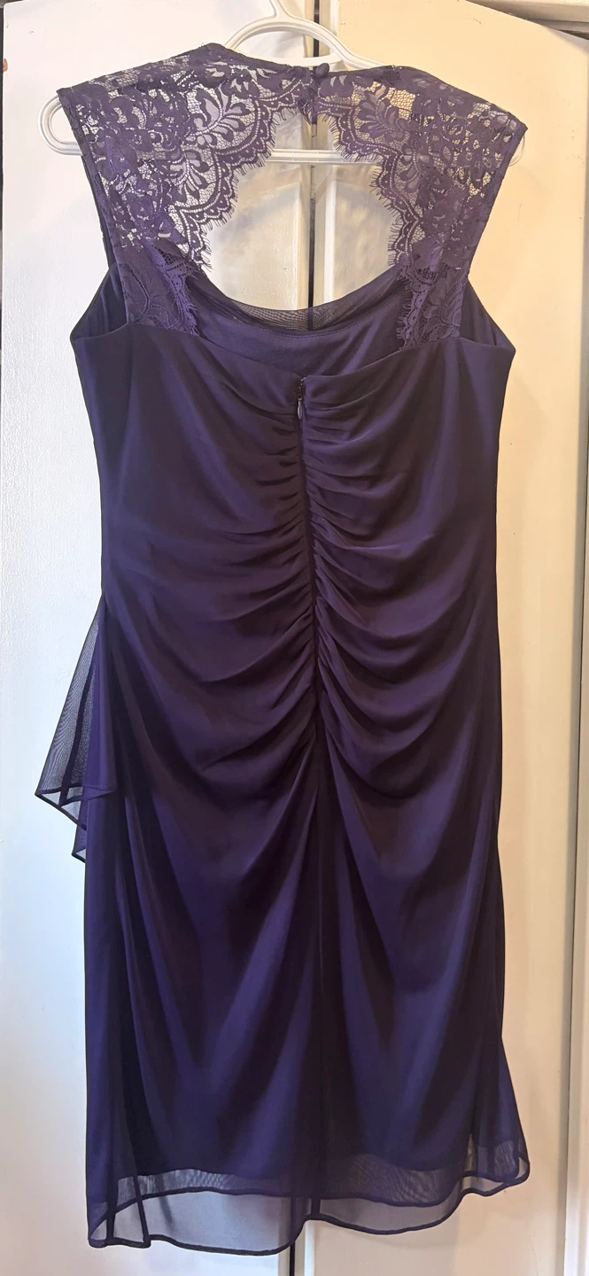 Purple Ruched Lace Dress - photo 2