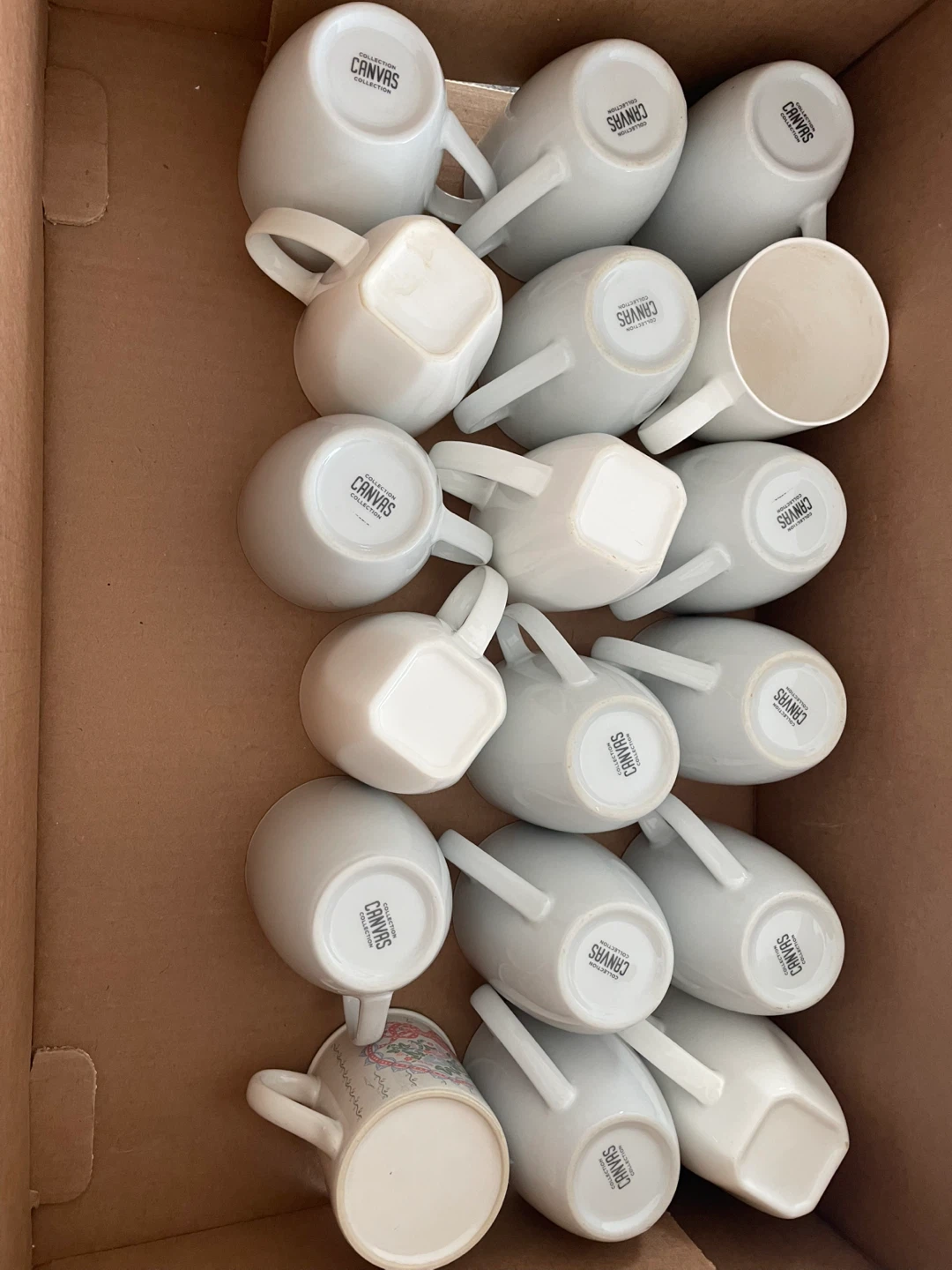 Canvas Collection White Ceramic Mugs - Set of 18