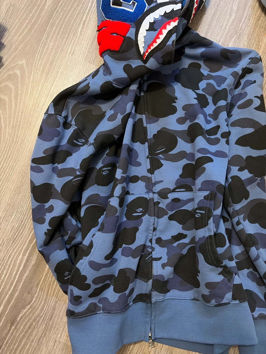 BAPE Shark Camo Full Zip Hoodie Blue