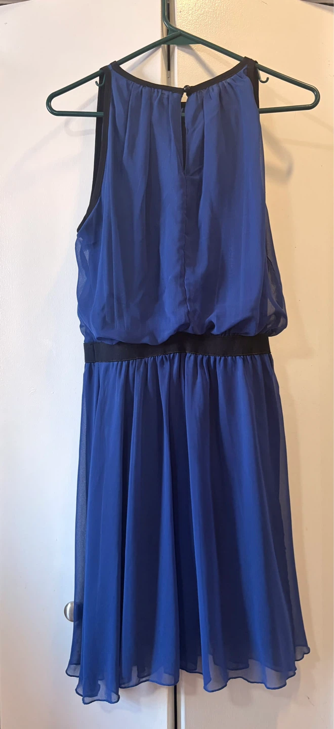 Royal Blue Halter Maxi Dress with Black Waistband - photo 2