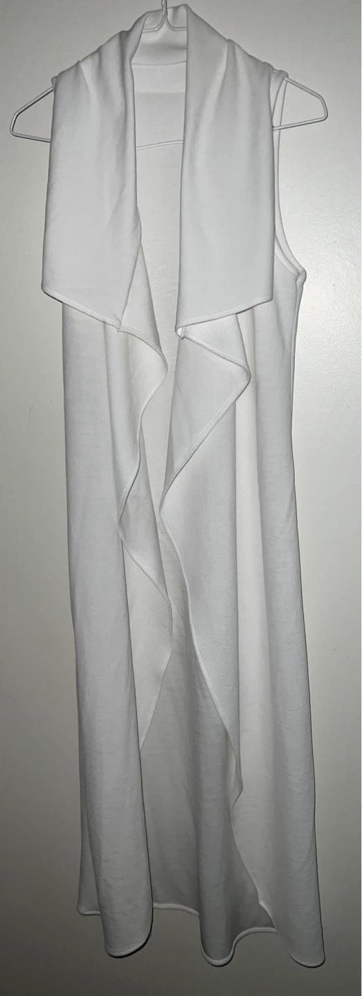 New-White Sleeveless Waterfall Cardigan Vest