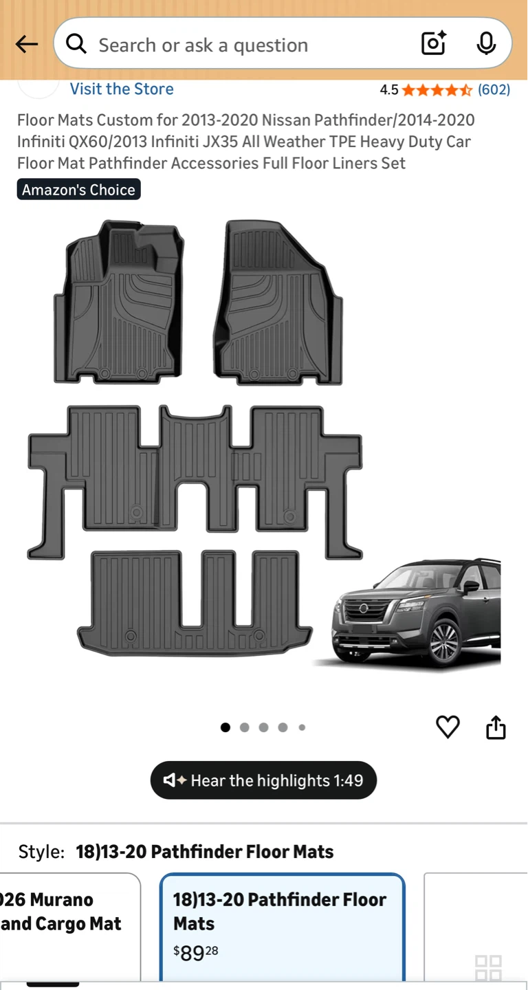 New Nissan Pathfinder 13-20 All Weather Floor Liners - photo 5