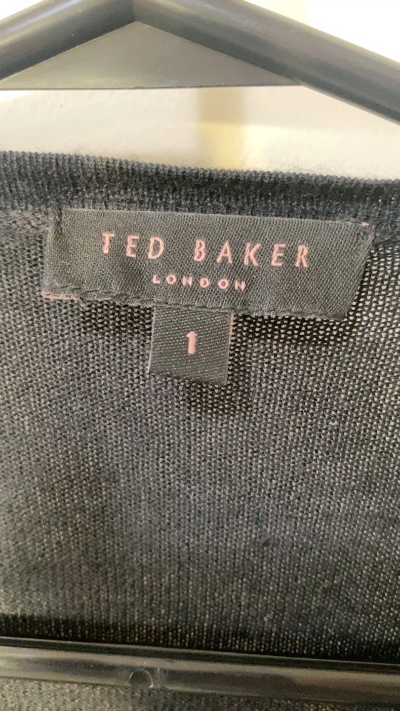 Ted Baker London Black Silk Angora Cardigan Size 1