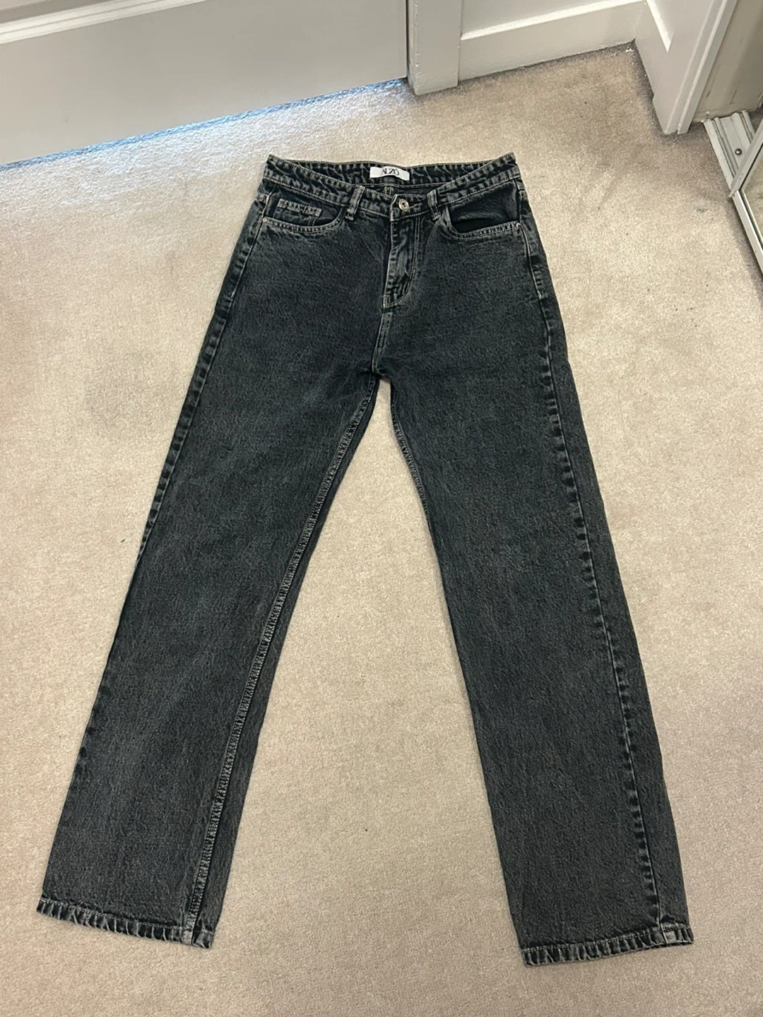 Acid Wash Straight Leg Jeans