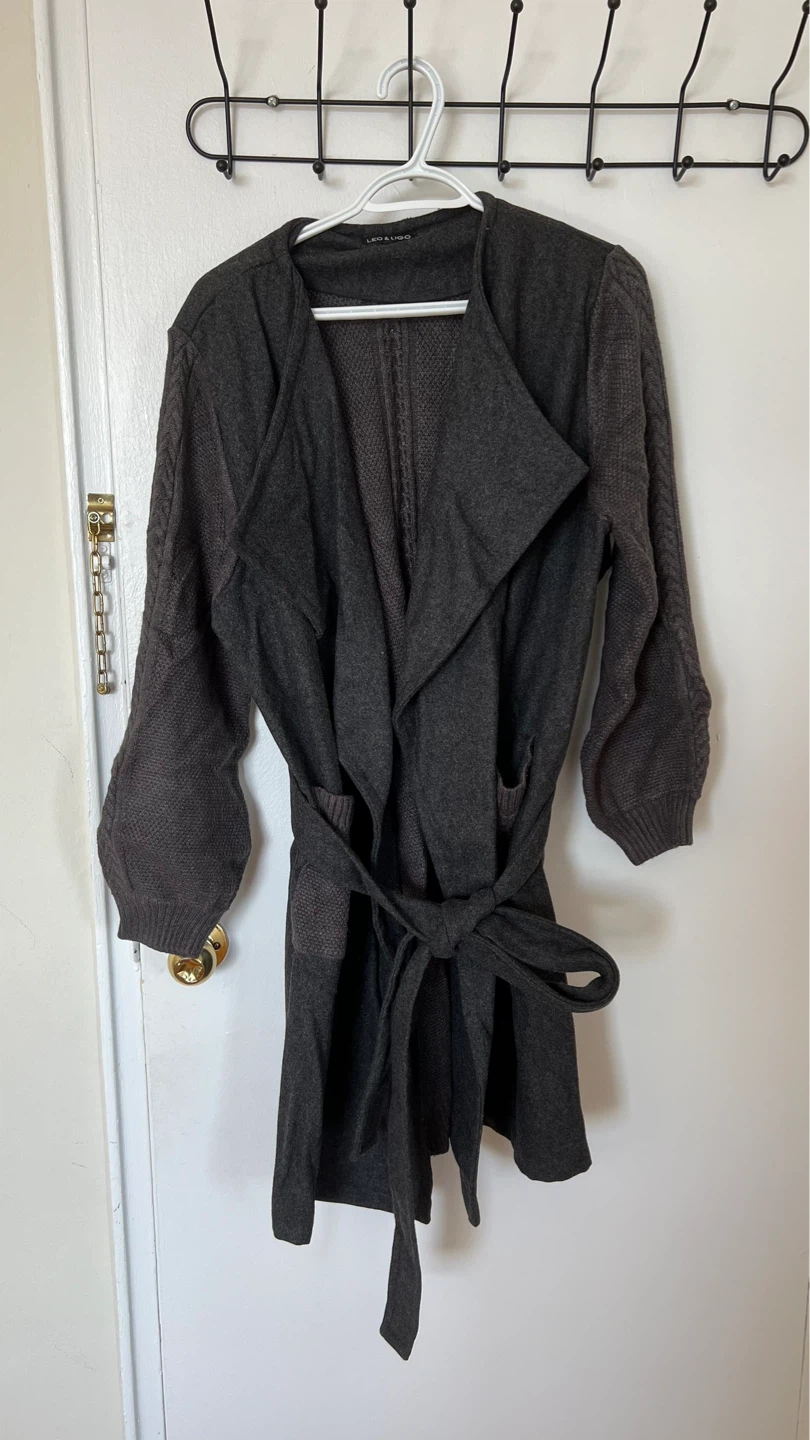 LEO & LUGO Grey Cardigan with Tie Waist