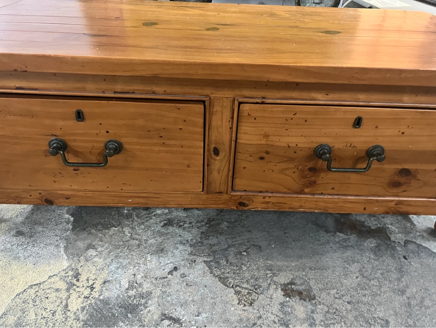 Wooden Coffee Table with Two Drawers