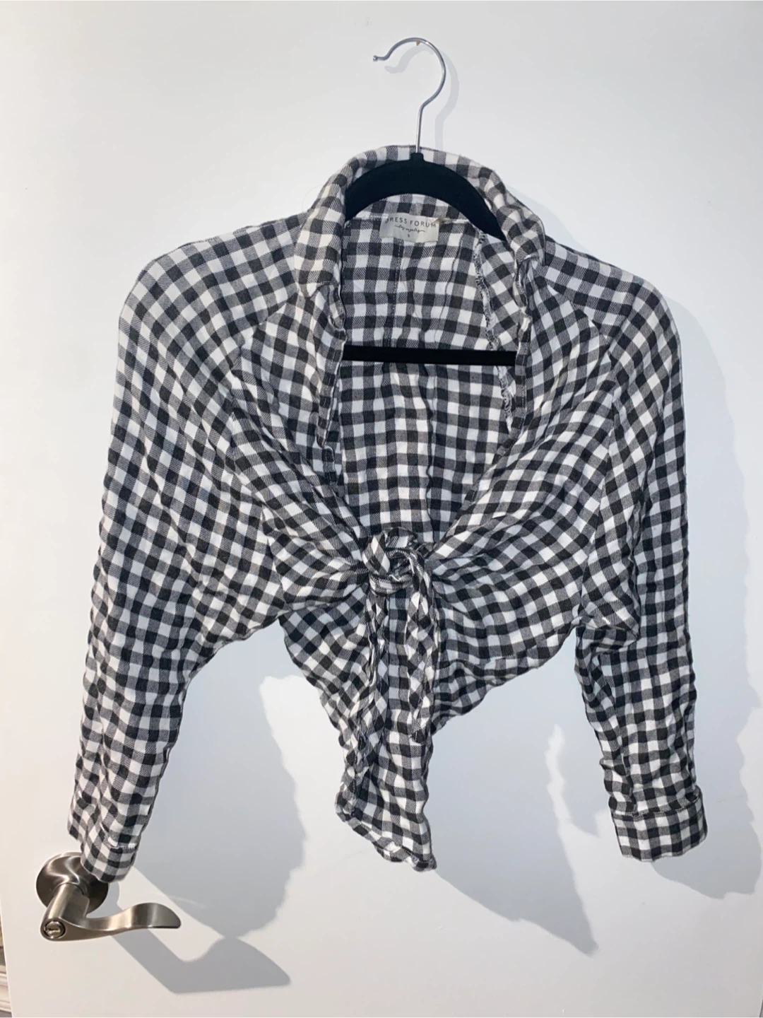 Black & White Gingham Button-Up Shirt