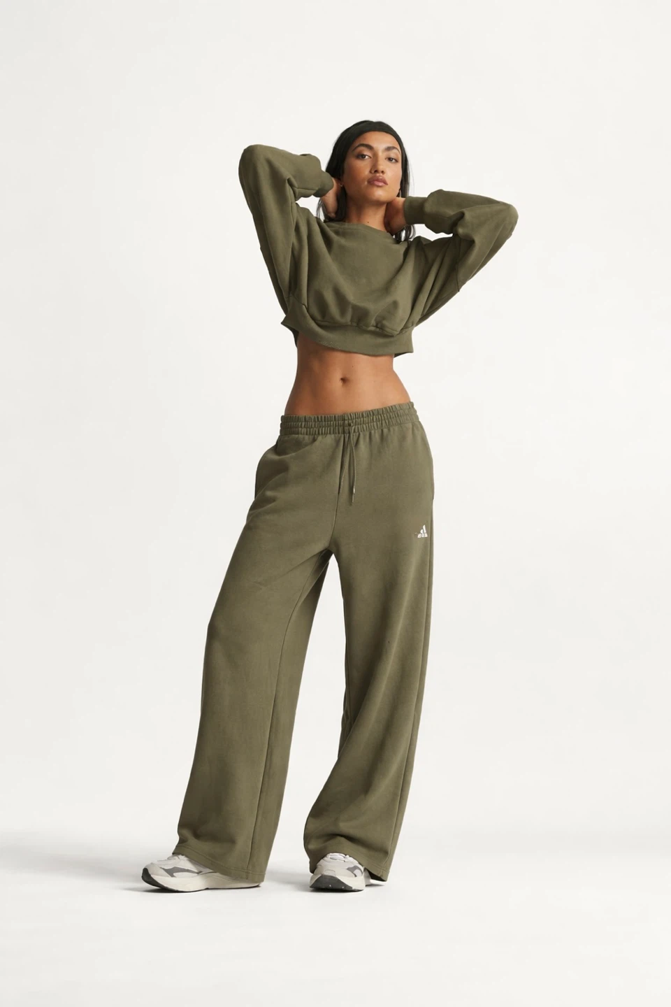 Adidas Soft Luxe Wide Leg Pants - Olive