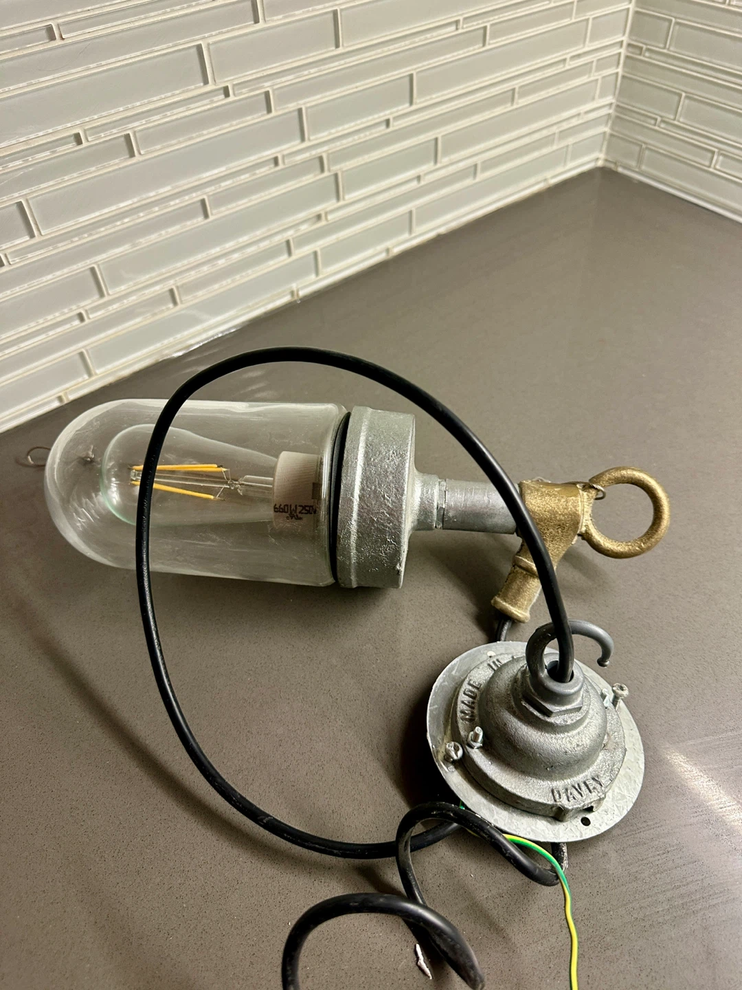 DAVEY VINTAGE INDUSTRIAL WALL SCONCE CEILING LIGHT FIXTURE - photo 4