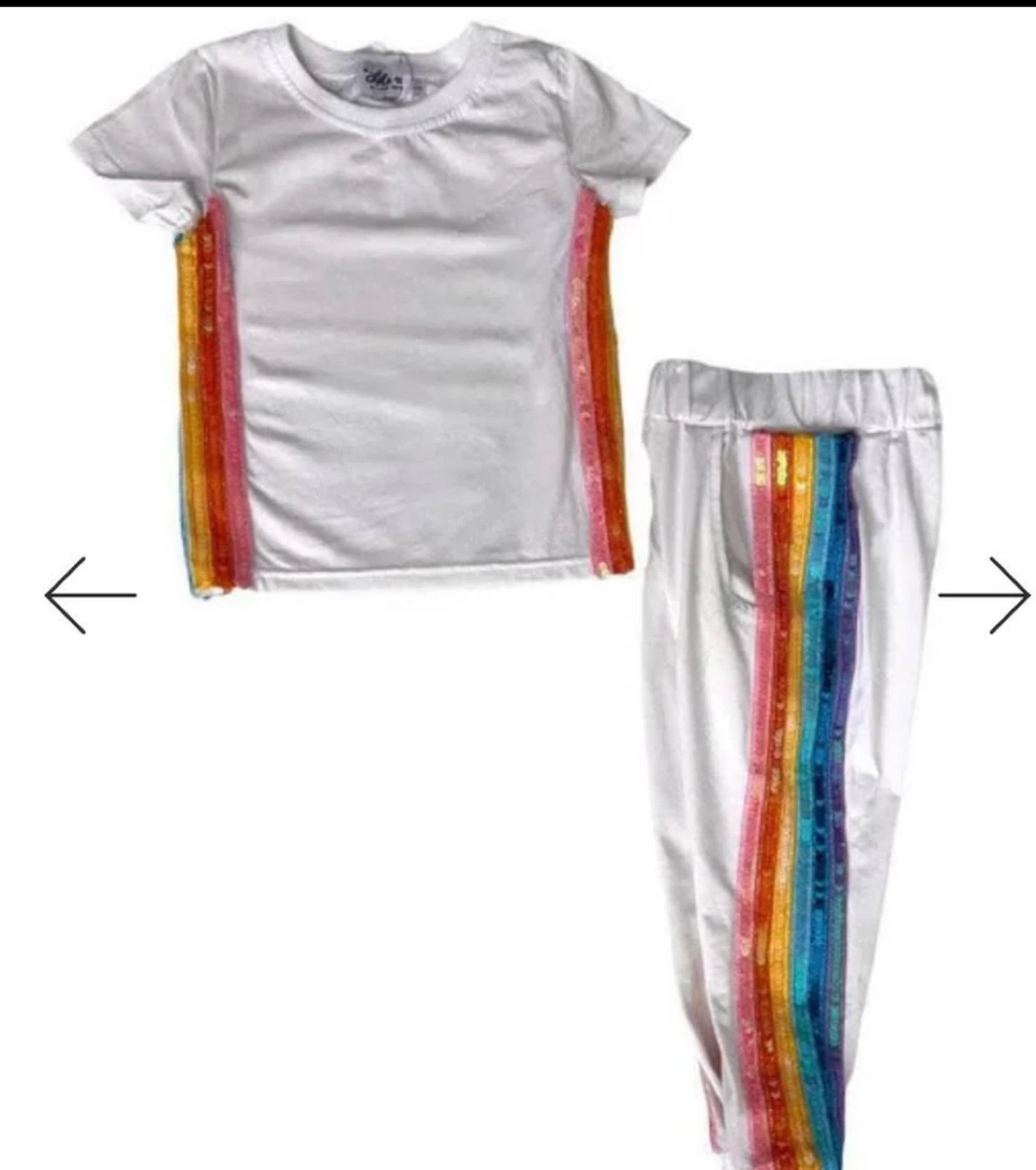 Lola and The Boys Girls Rainbow Sequin T-Shirt & Pants Set - photo 2