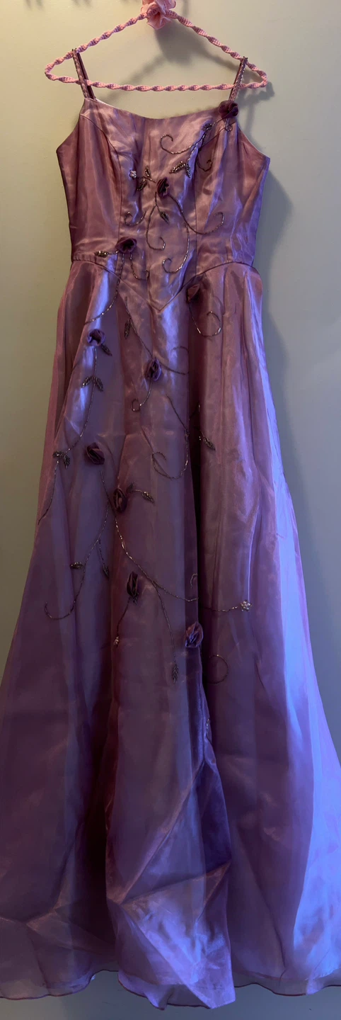 New-Lilac Beaded Floral Prom Dress-size S