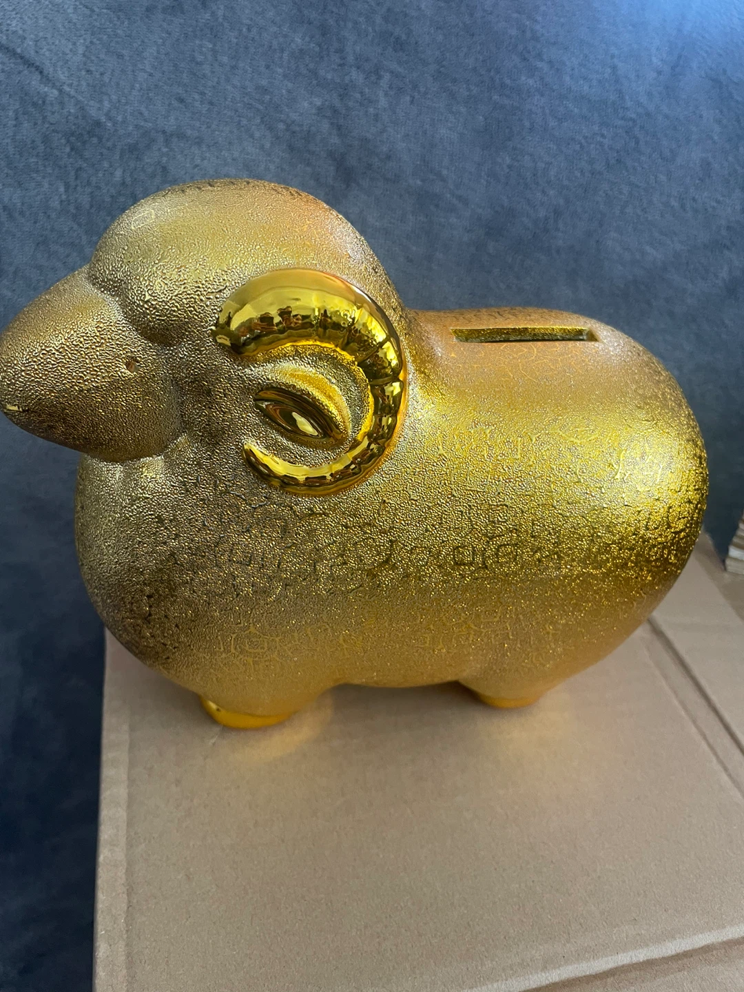NEW! Ceramic Sheep Piggy Bank - Gold - photo 2