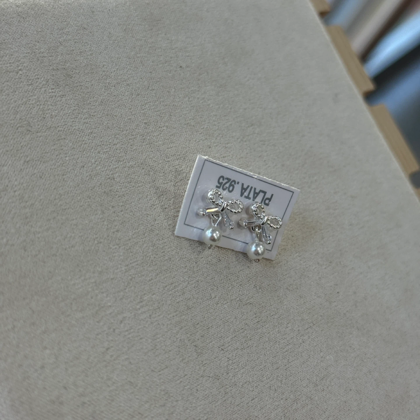 925 Sterling Silver Bow Pearl Dangle Earrings - photo 2