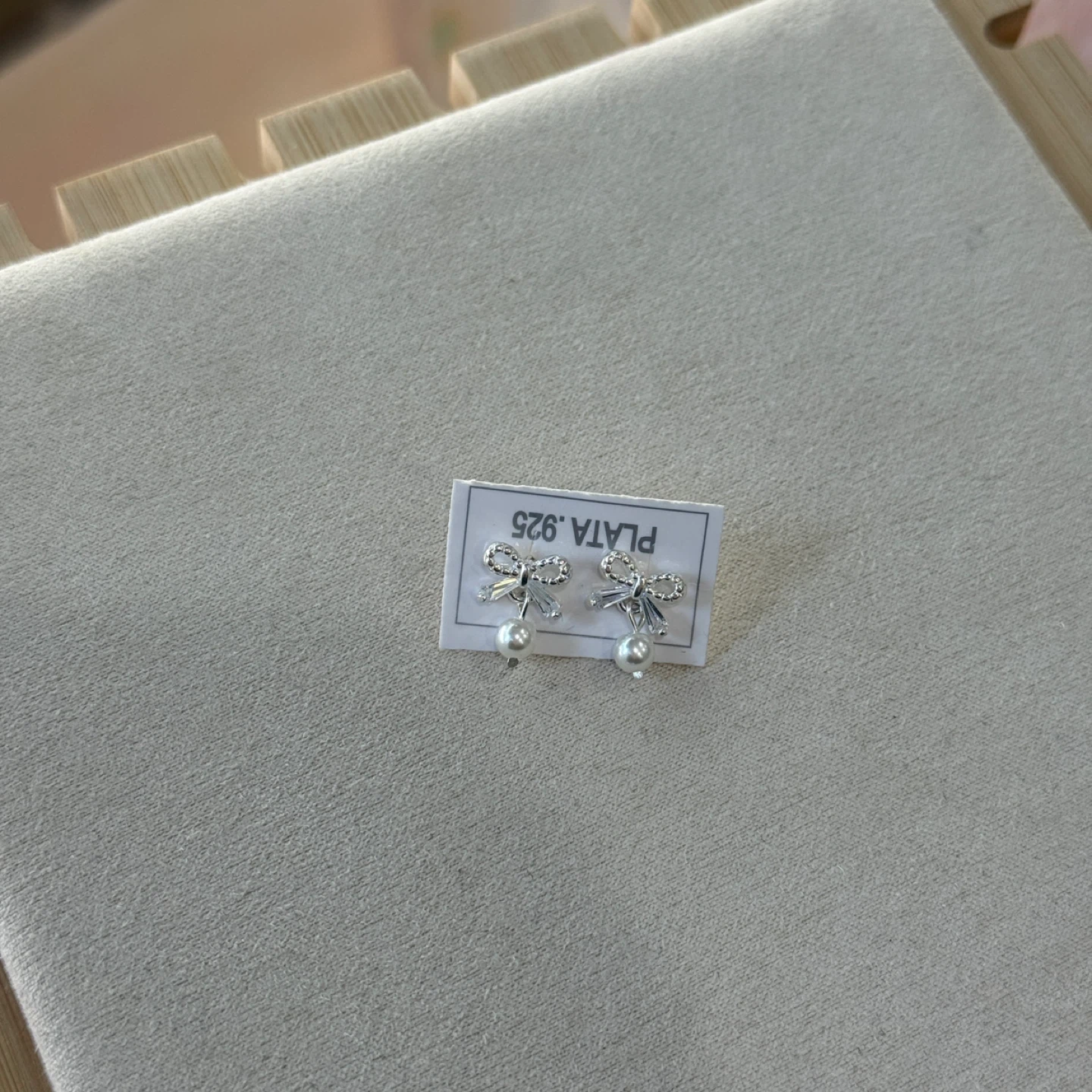 925 Sterling Silver Bow Pearl Dangle Earrings