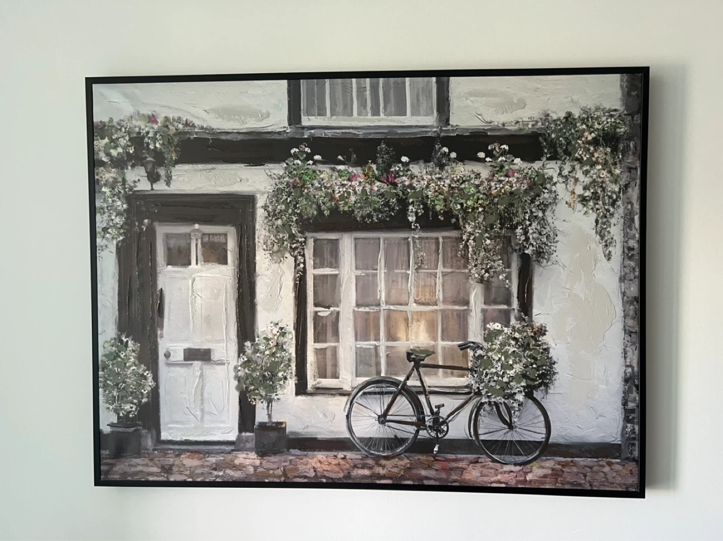 Wall Art Canvas Print: Bicycle & Flowers