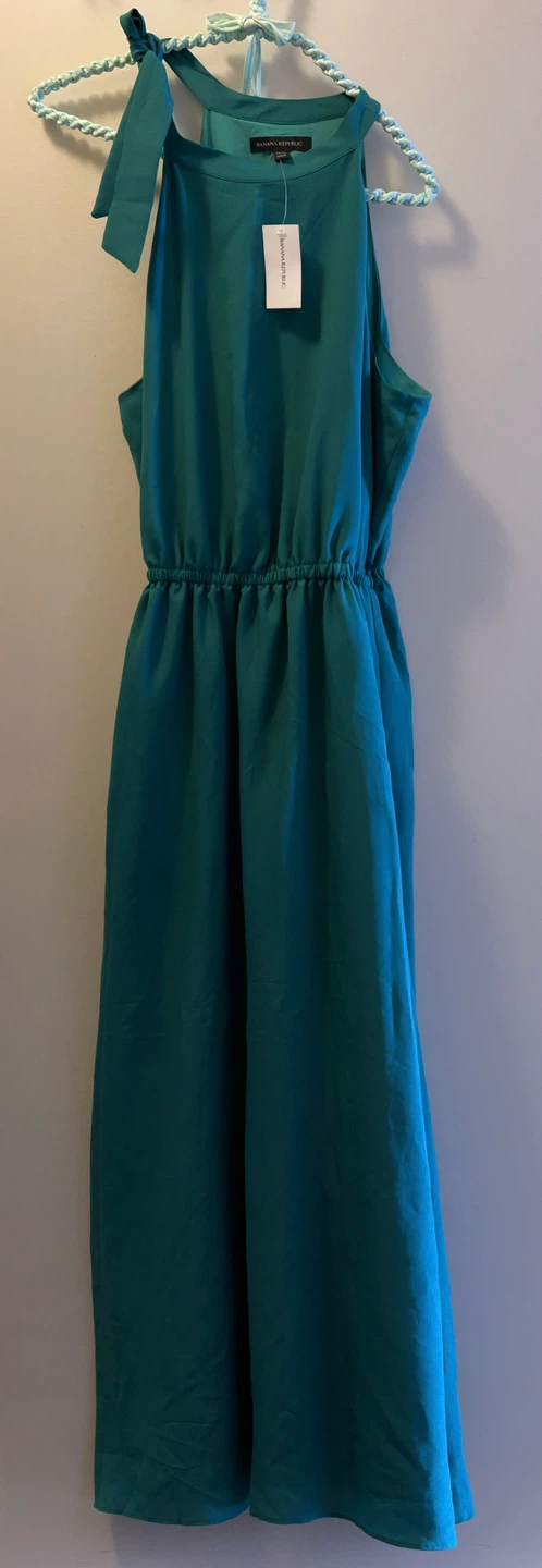 New-Banana Republic Teal Halter Maxi Dress-size M