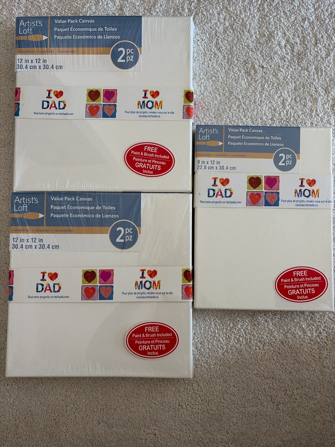 Artist's Loft Value Pack Value Pack Canvas 12x12 (4) & 9x12 (2)