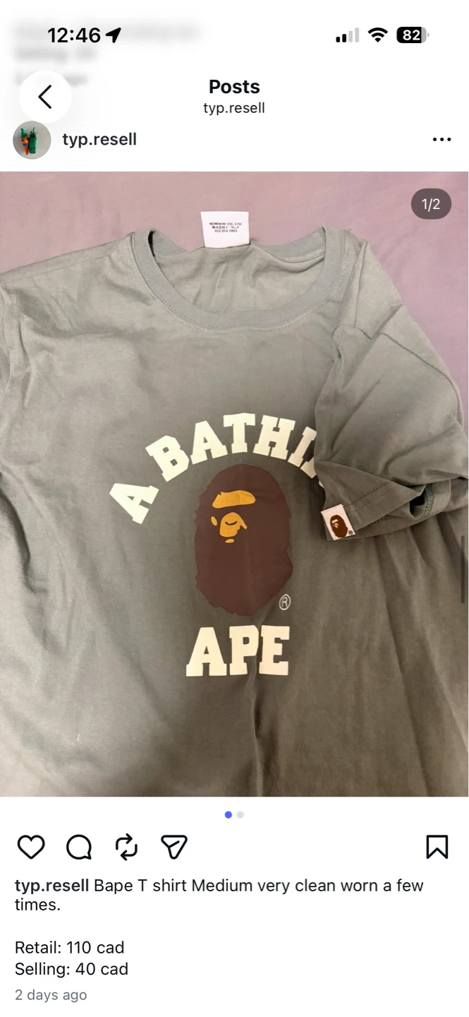 BAPE A Bathing Ape T-Shirt Medium