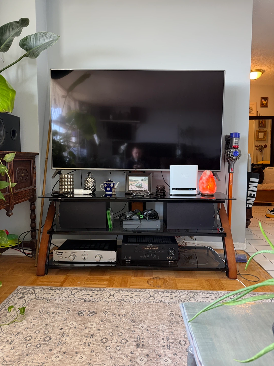 3-Tier Glass Media Console TV Stand