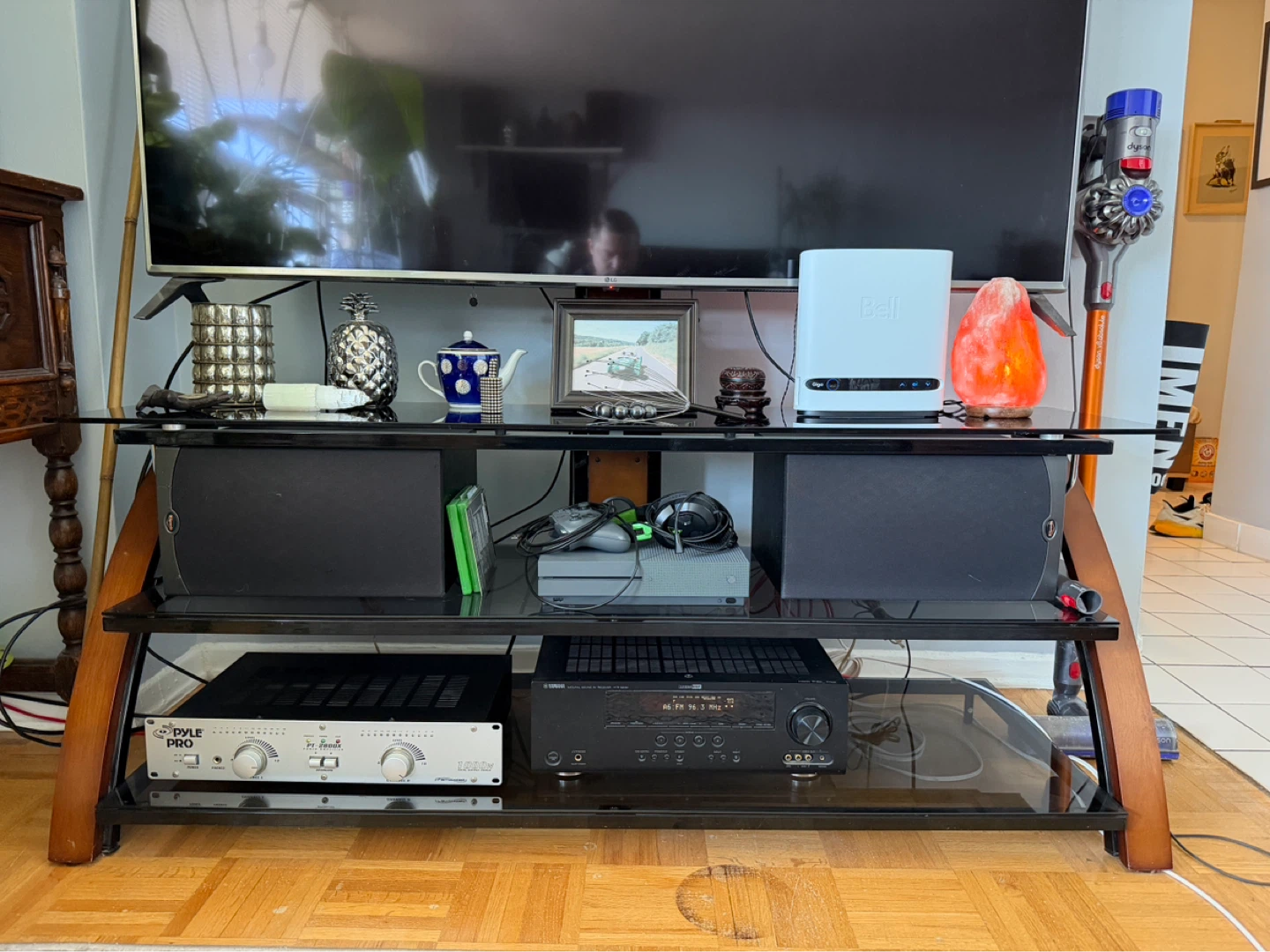 3-Tier Glass Media Console TV Stand - photo 2