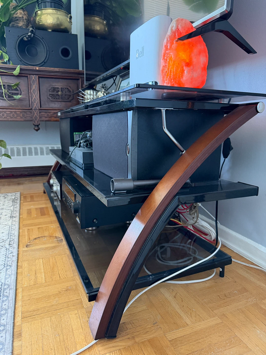 3-Tier Glass Media Console TV Stand - photo 3