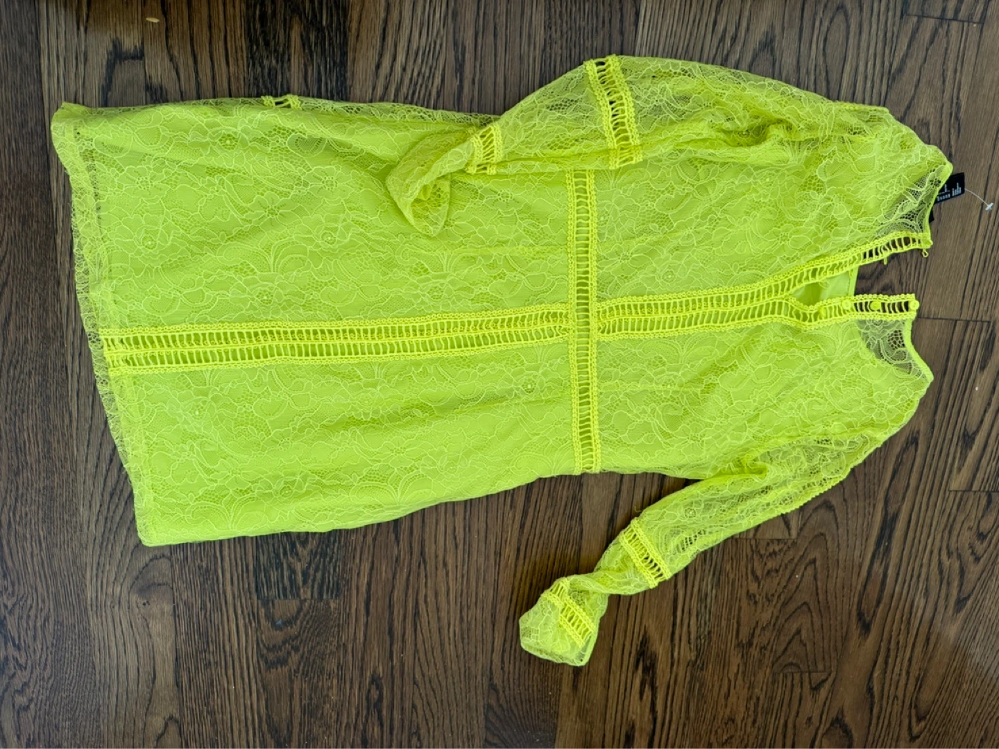 H&M Yellow Lace Long Sleeve Mini Dress Size US 2 - photo 4