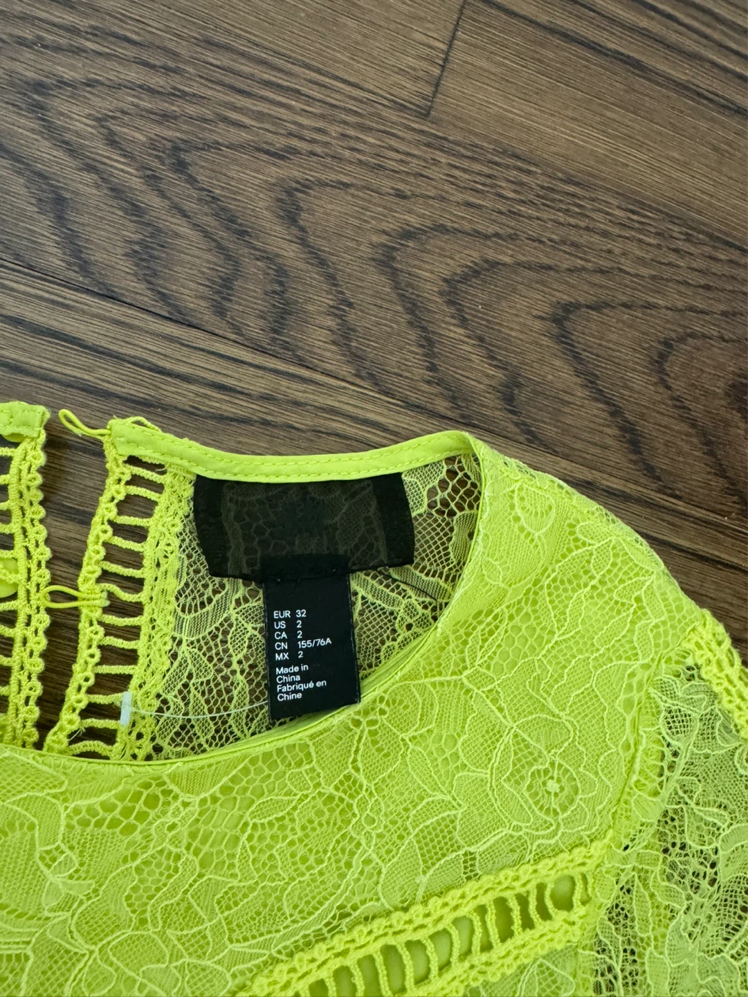 H&M Yellow Lace Long Sleeve Mini Dress Size US 2 - photo 2