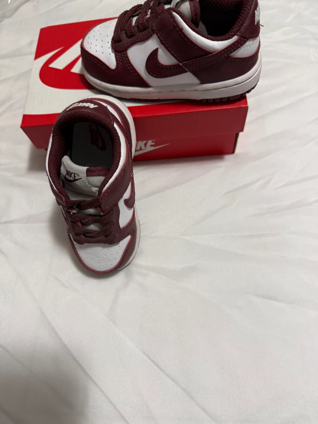 Nike Dunk Low (TD) Toddler Shoes - Burgundy/White - Size 6C - photo 2