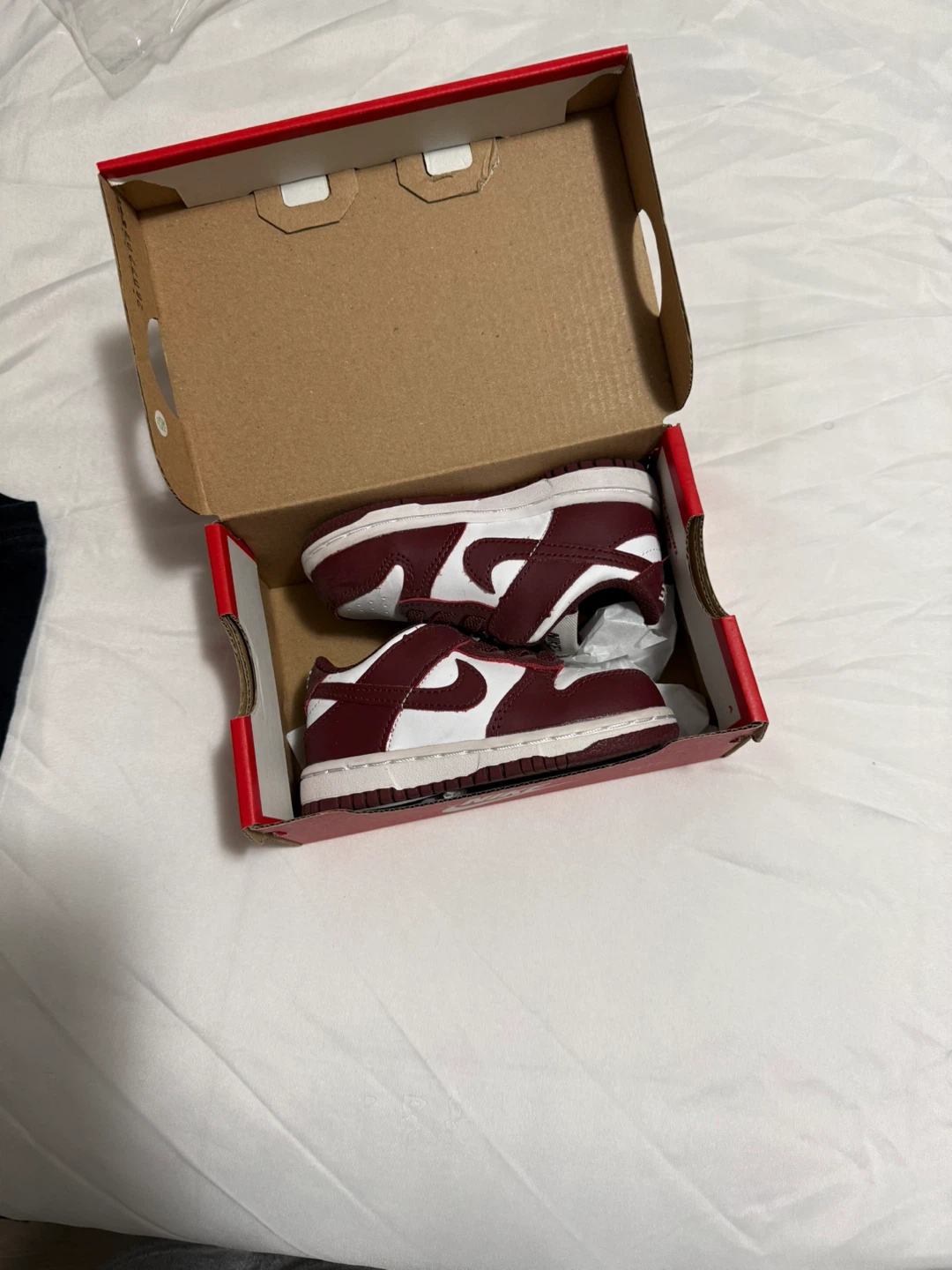 Nike Dunk Low (TD) Toddler Shoes - Burgundy/White - Size 6C - photo 3