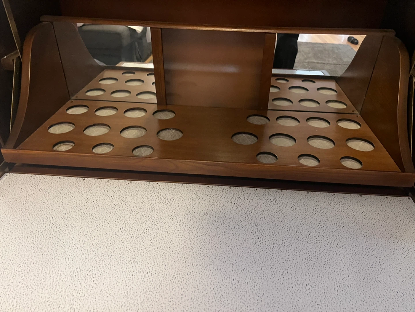 Vintage Wooden Bar Cabinet with Mirrored Interior - photo 5