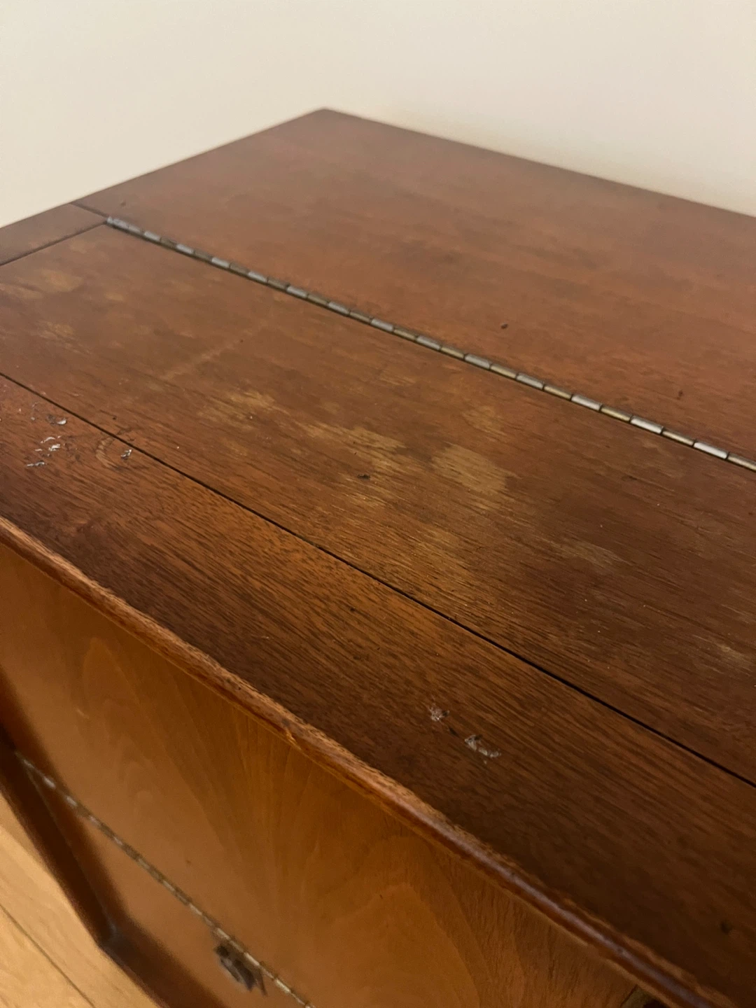 Vintage Wooden Bar Cabinet with Mirrored Interior - photo 4