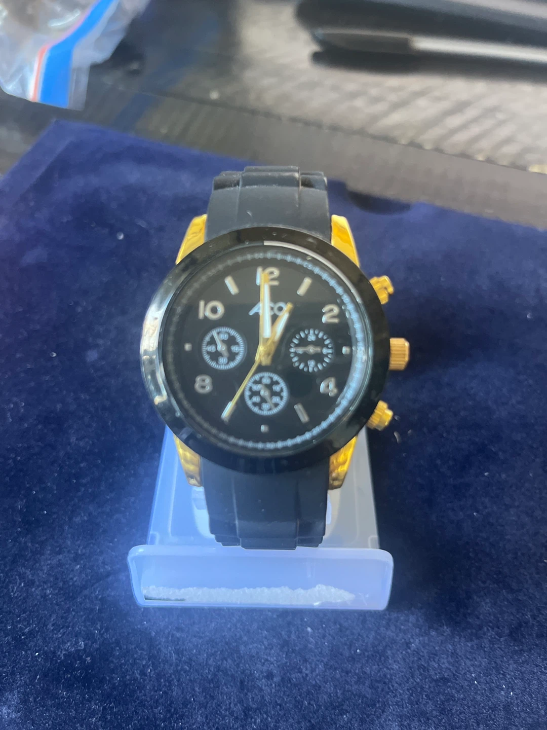 Gold Tone and Black Chronograph Watch