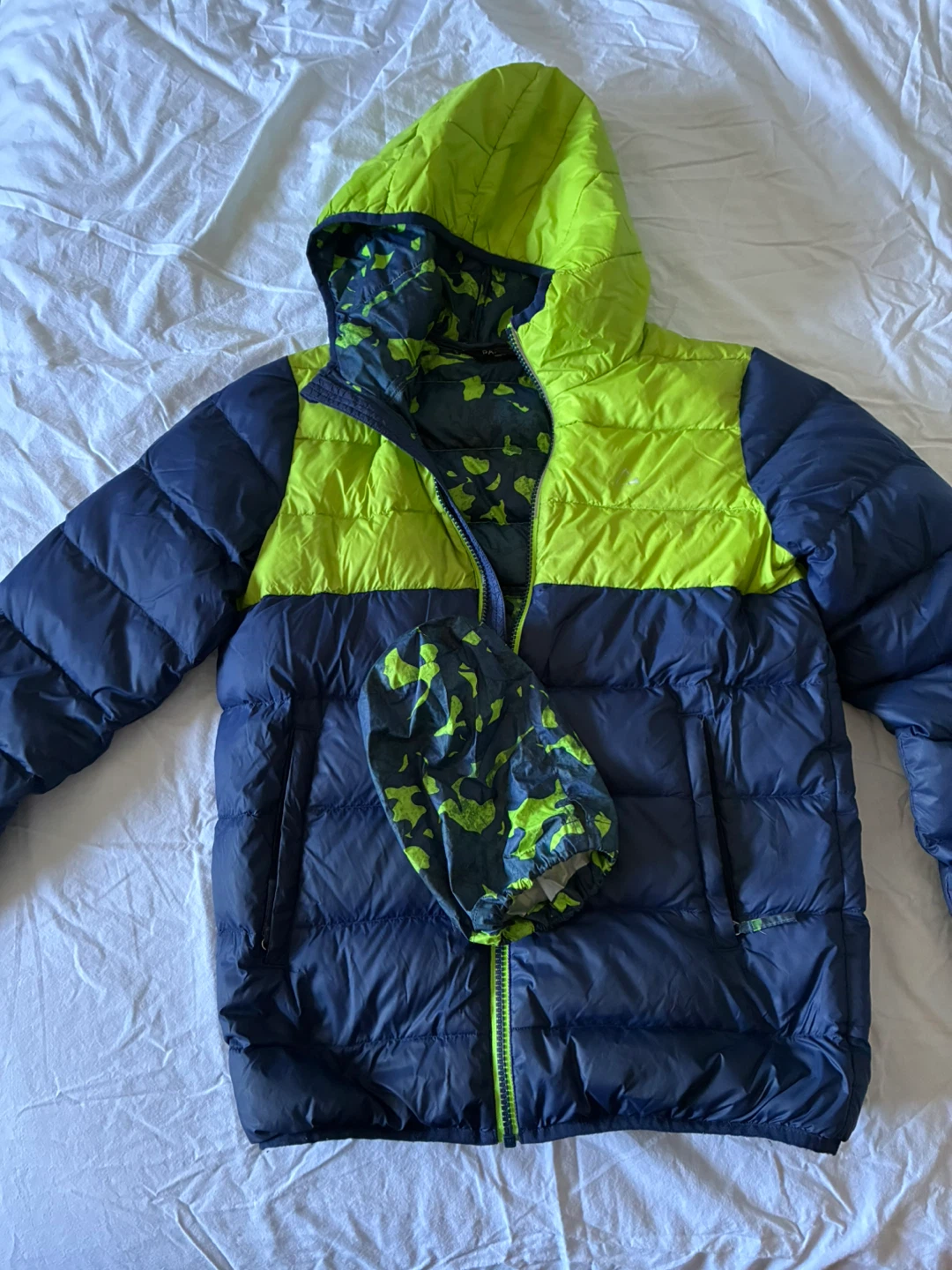 Paradox Kids Hooded Puffer Jacket - Blue/Lime Green - XL/TG - photo 2