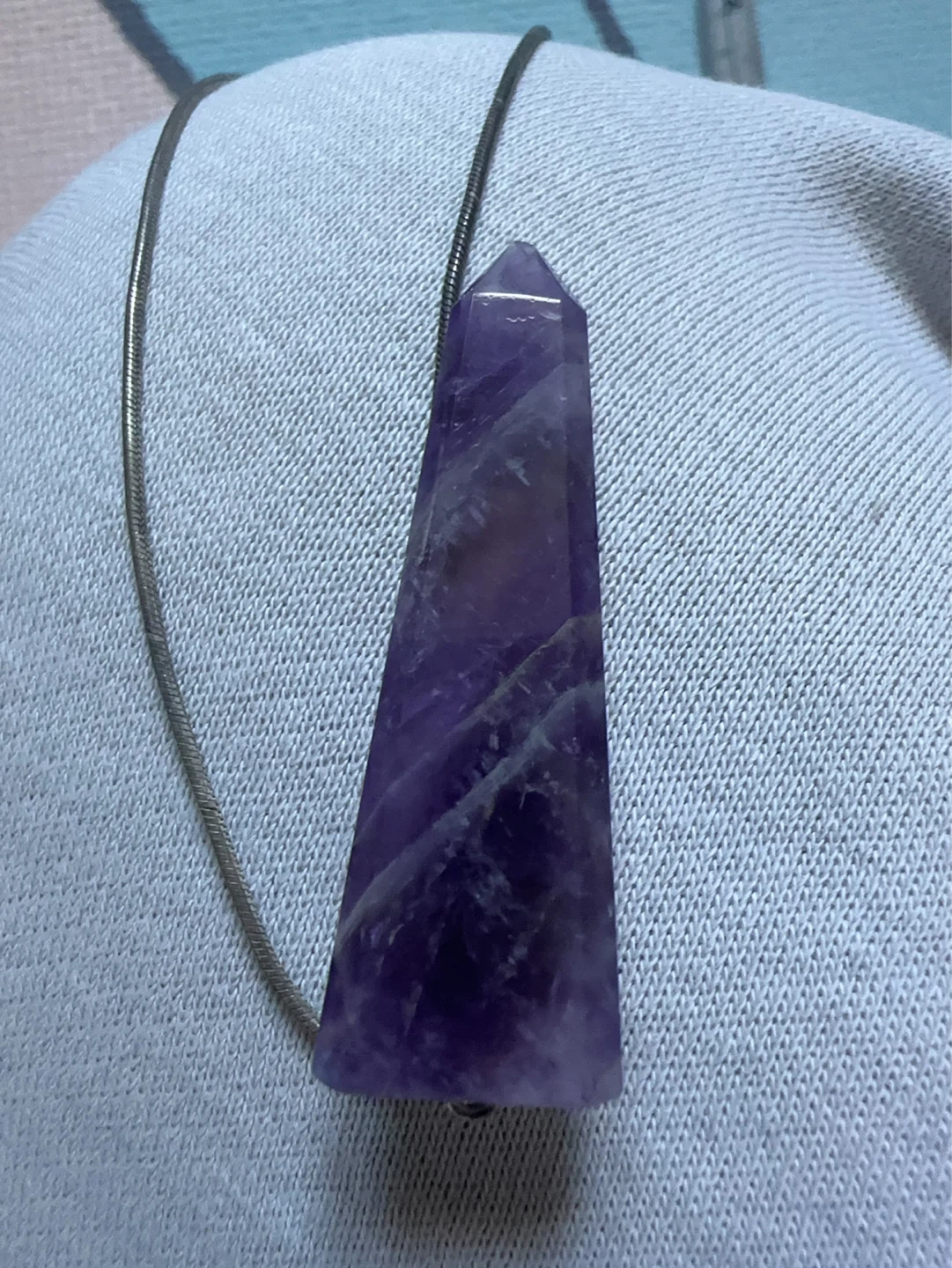 Amethyst Crystal Pendant Necklace with Goddess Symbol - photo 3
