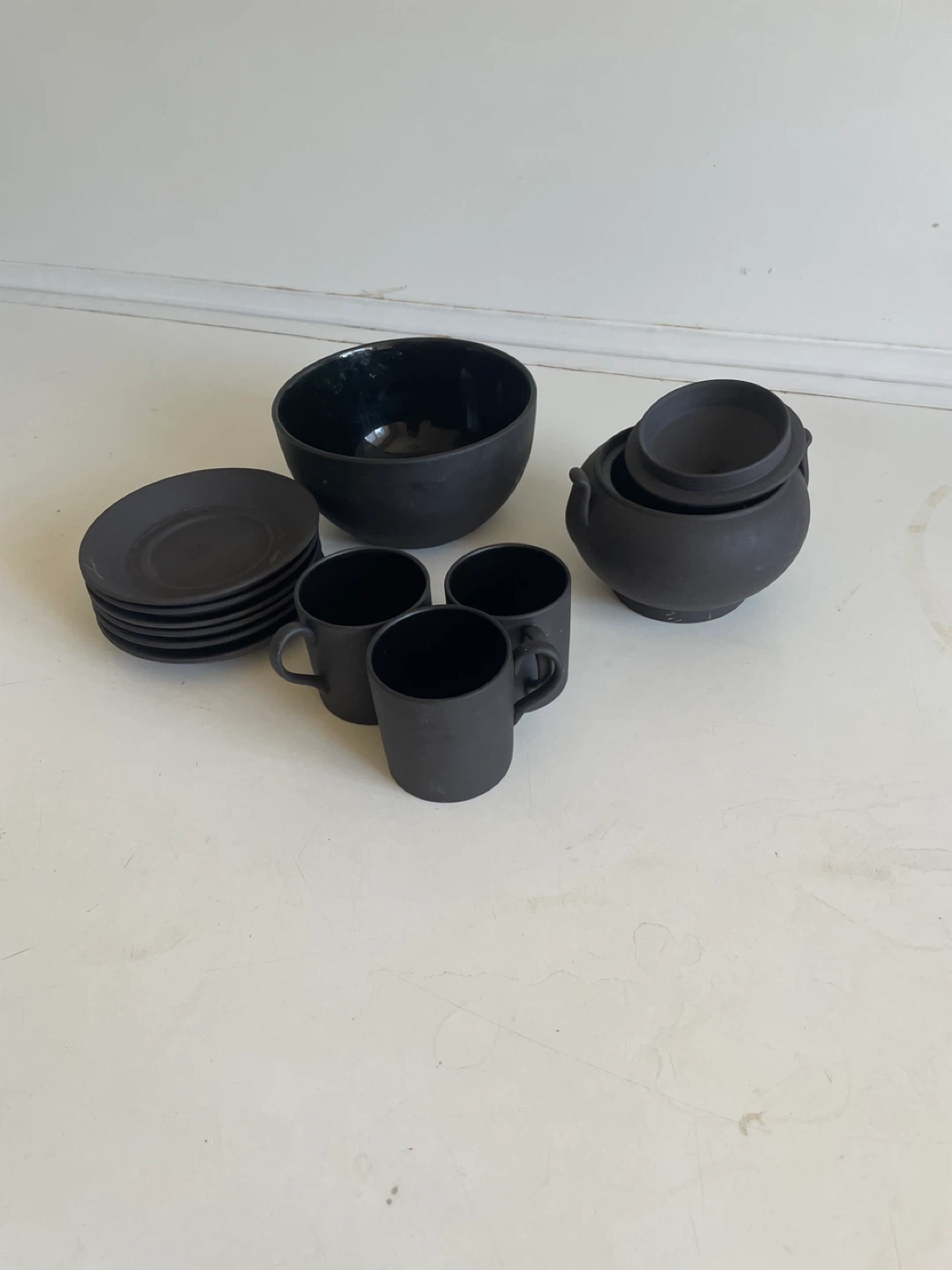 Black Ceramic Coffee Set with Sugar Bowl - photo 2