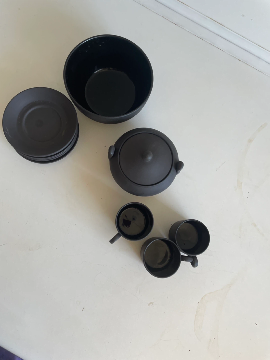 Black Ceramic Coffee Set with Sugar Bowl