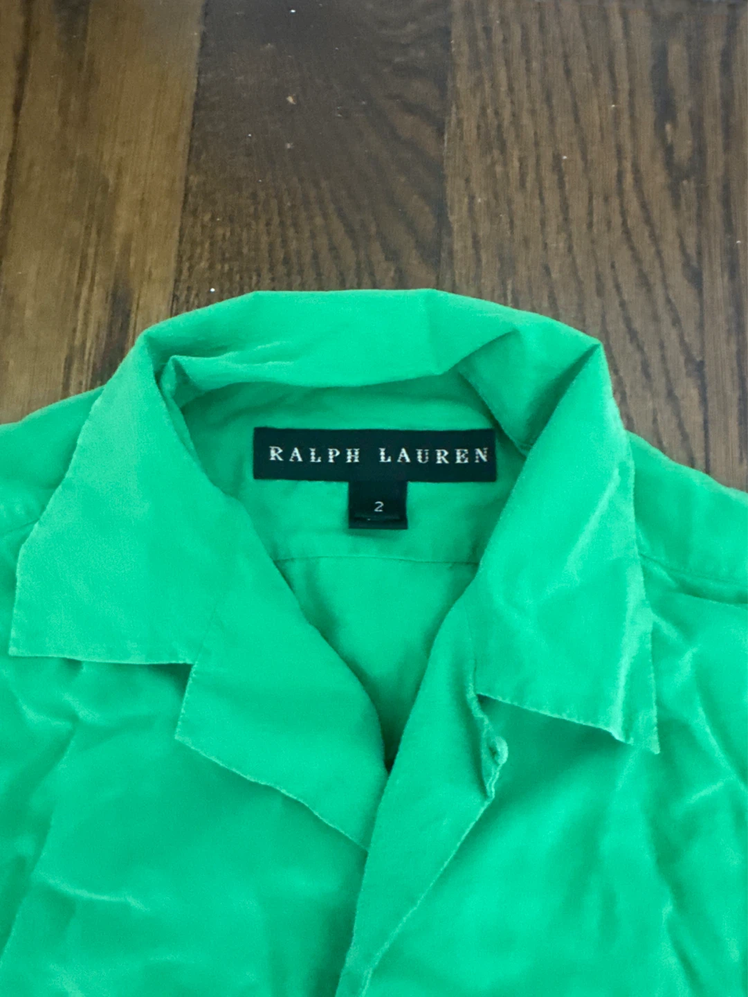 Ralph Lauren Green Silk Button Down Shirt Size 2 - photo 2