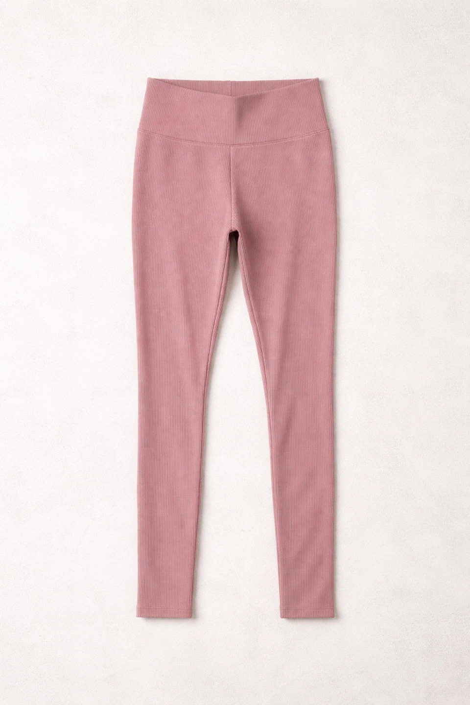 Mauve (light pink) Ribbed High-Waisted Leggings - photo 2