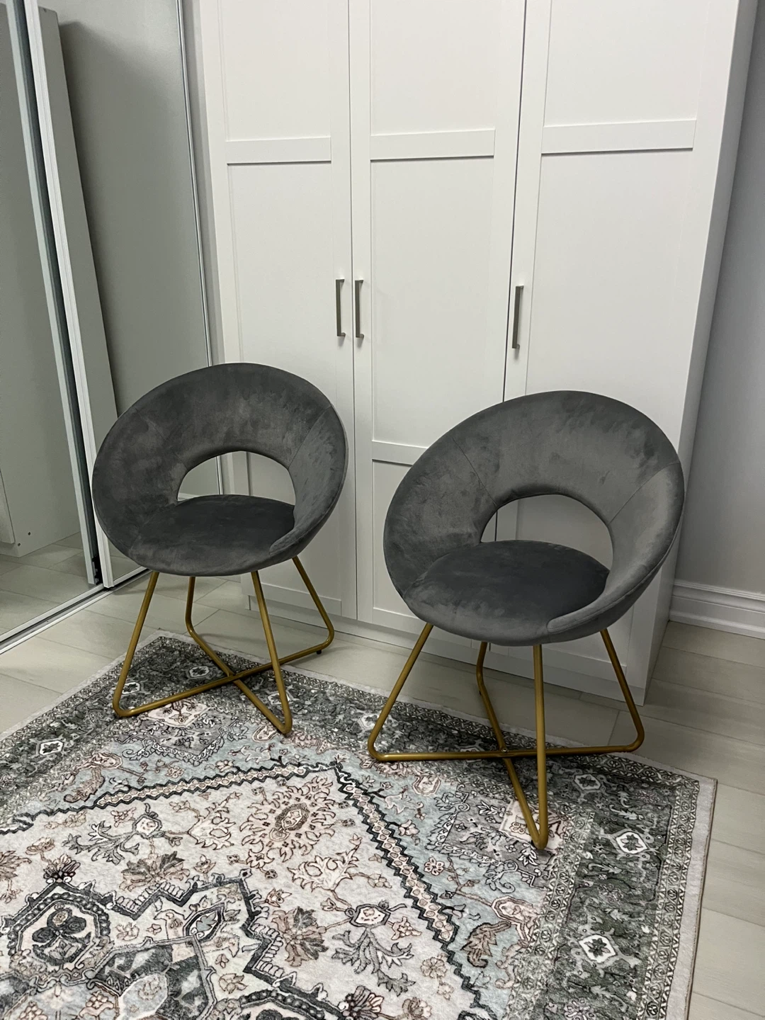 Grey Velvet Accent Chairs • $80 each