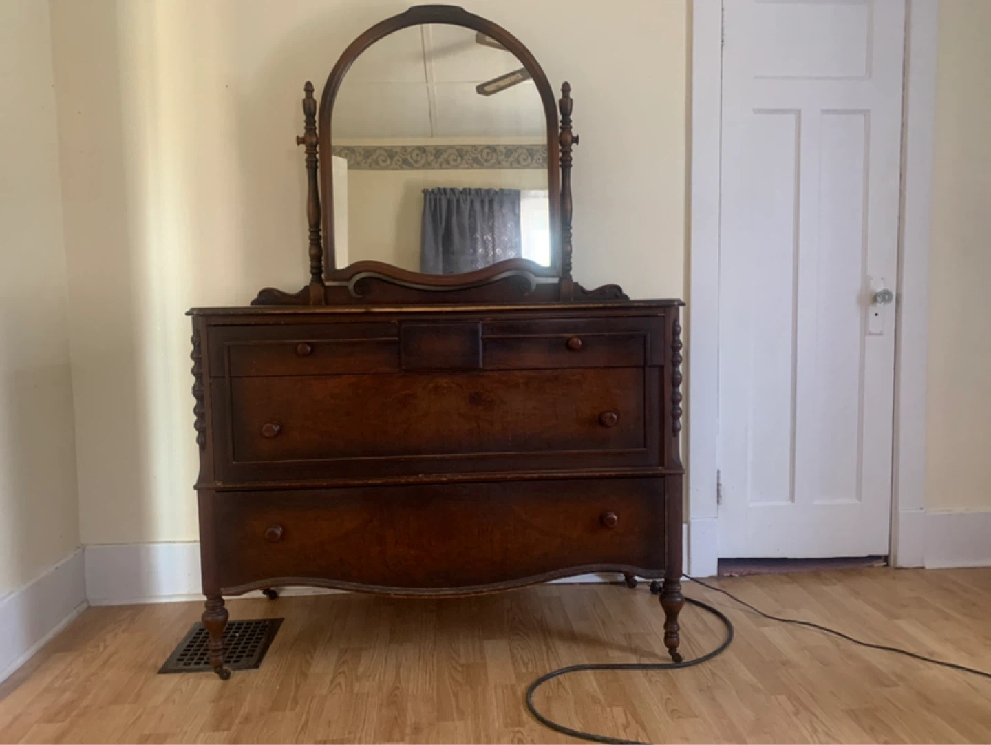 Antique Wooden Dresser with Mirror