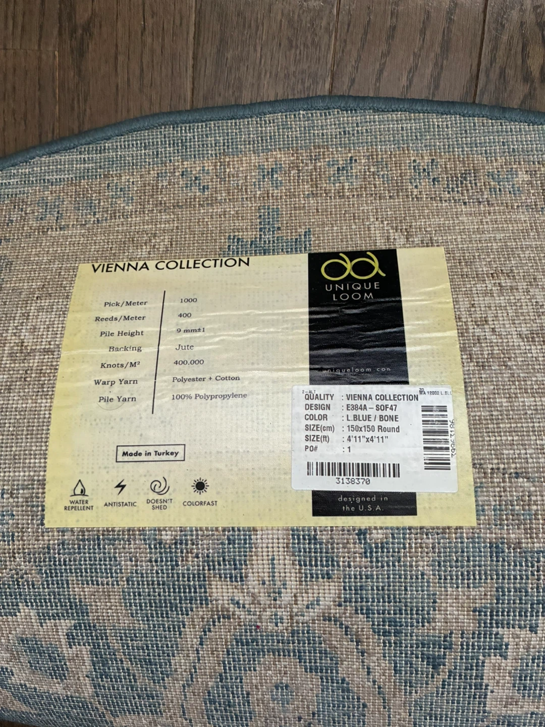Round blue rug 5’ - photo 2