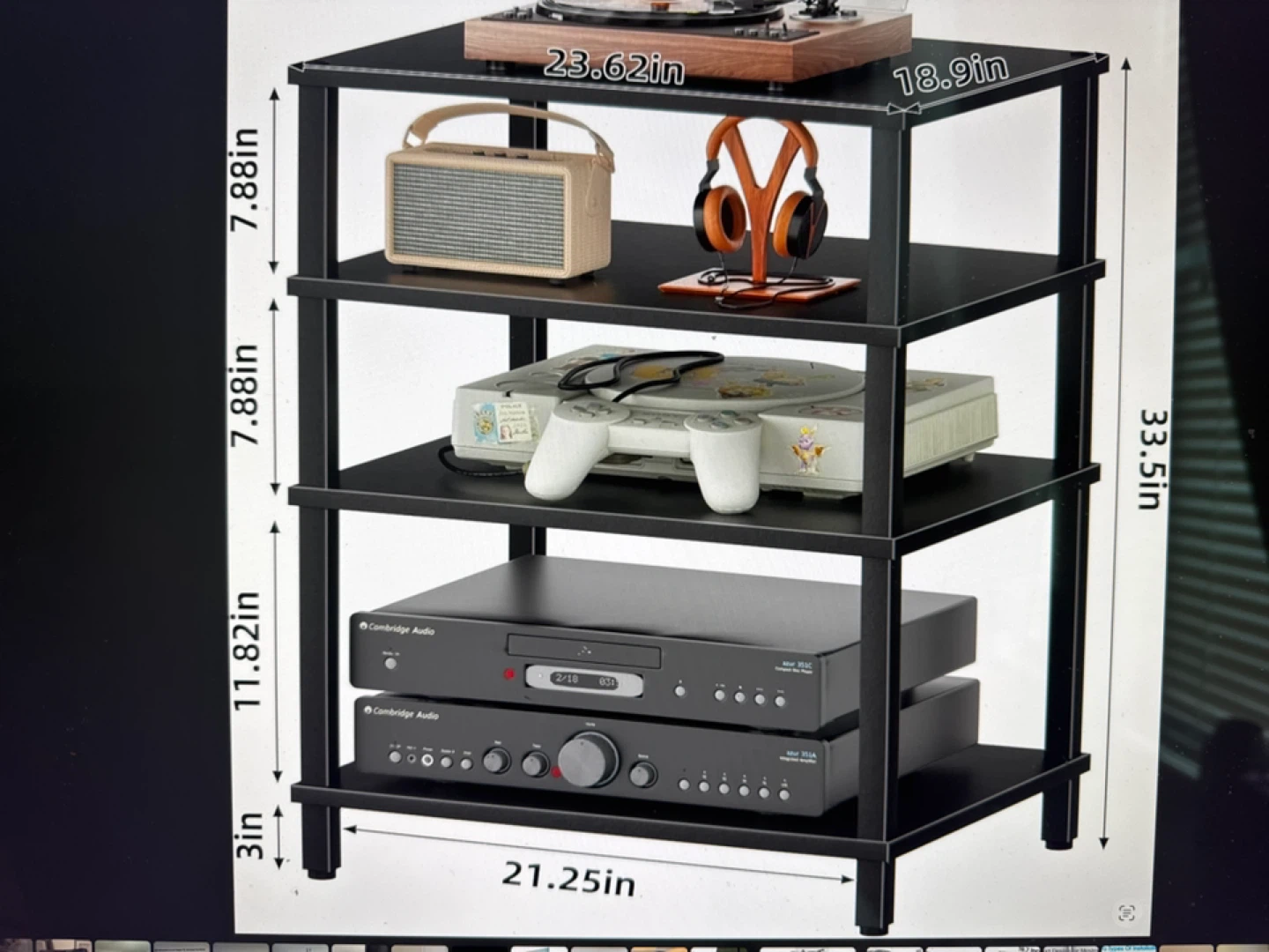 4-Tier AV Media Equipment Stand - Black